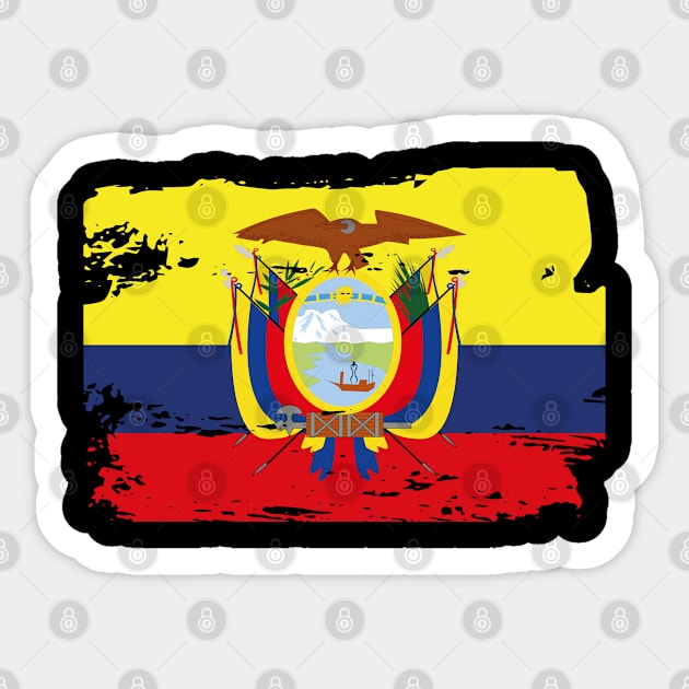 Official Ecuador Flag Ecuadorean Country Pride Vintage Sticker by HeroGifts